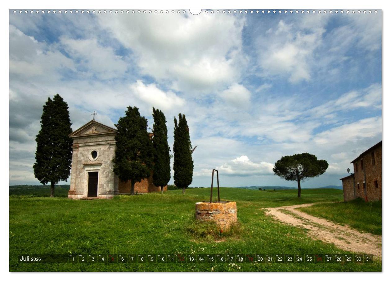 Beispielinhalt (Bild) TOSKANA Im Land der Zypressen (hochwertiger Premium Wandkalender 2026 DIN A2 quer), Kunstdruck in Hochglanz