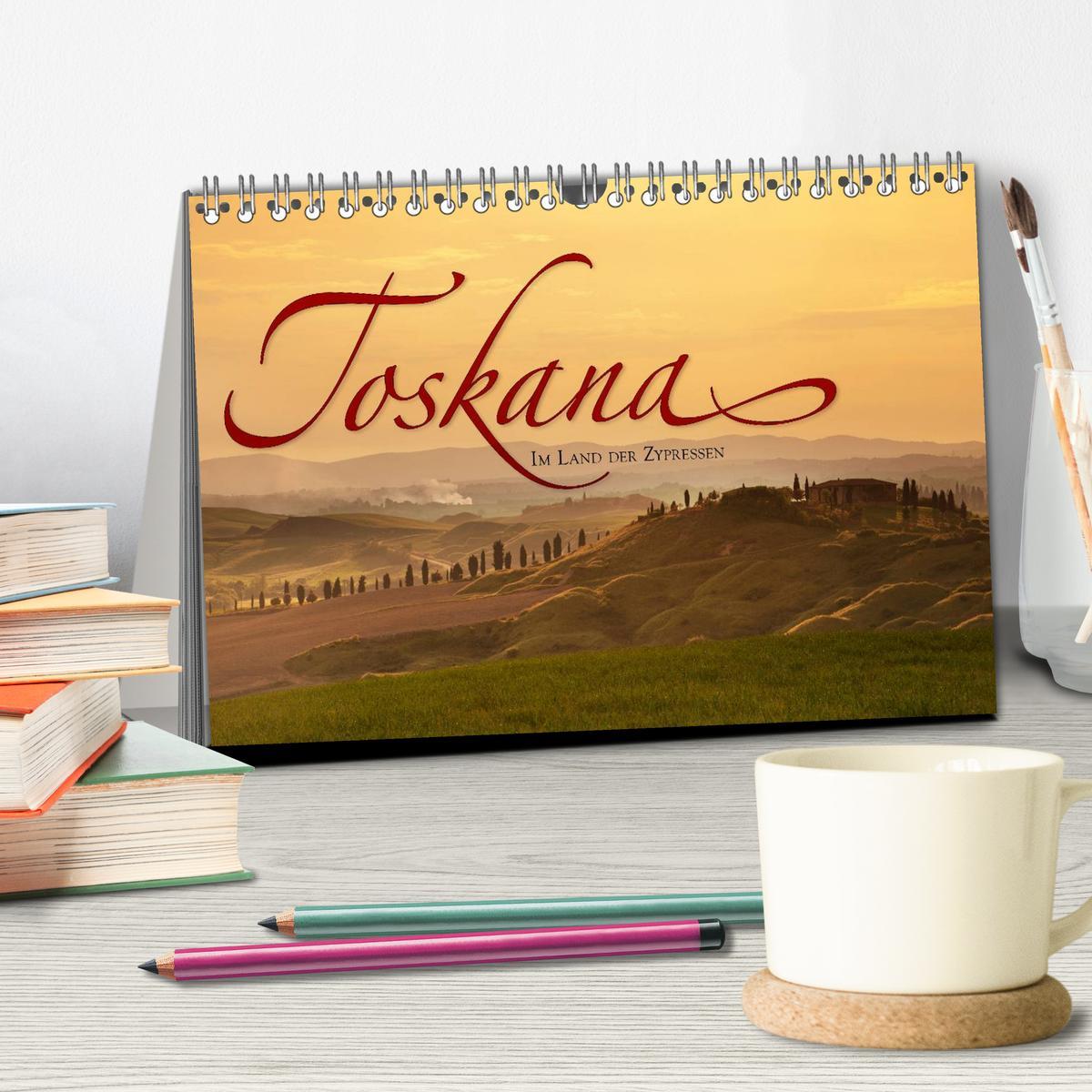 Beispielinhalt (Bild) TOSKANA Im Land der Zypressen (Tischkalender 2026 DIN A5 quer), CALVENDO Monatskalender