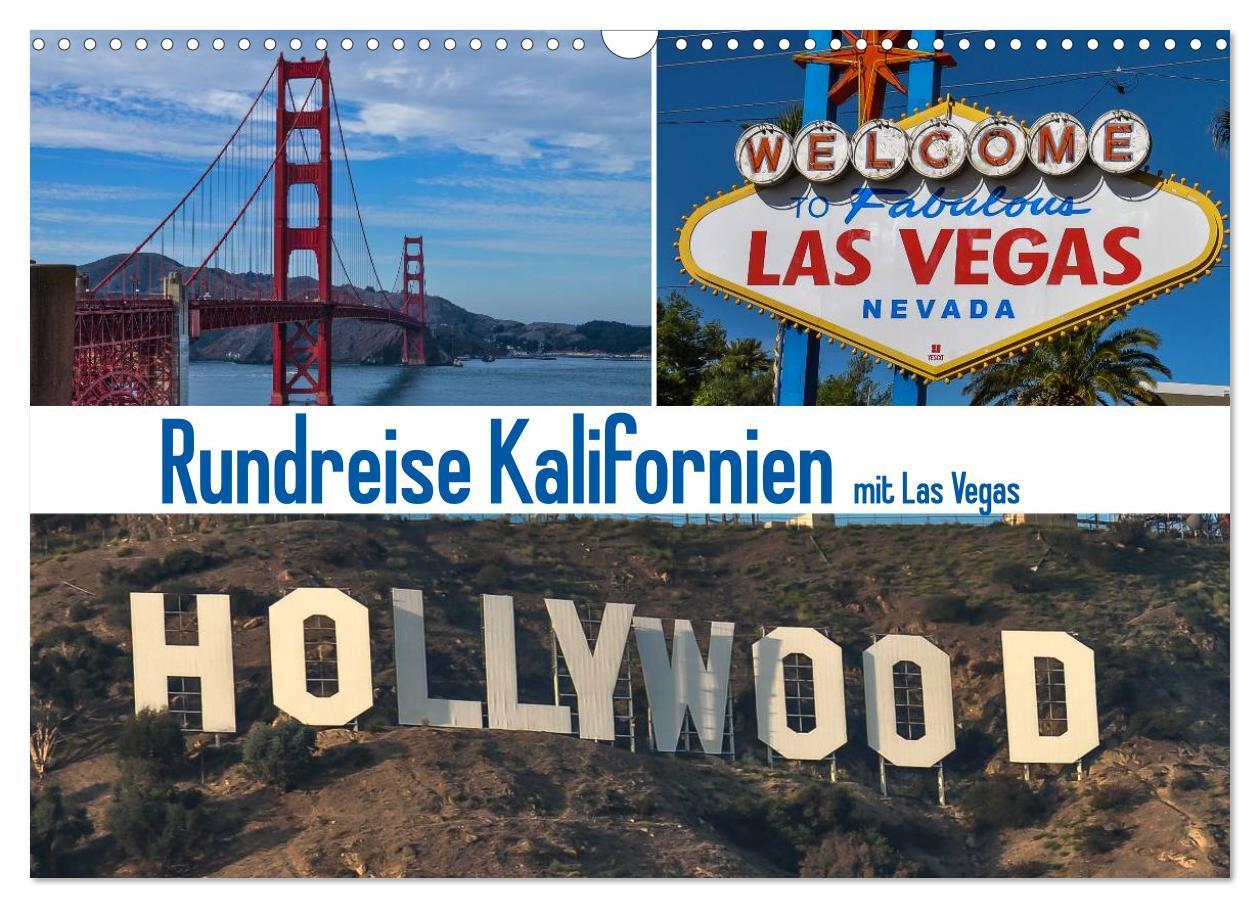 Vorderes Coverbild Rundreise Kalifornien mit Las Vegas (Wandkalender 2026 DIN A3 quer), CALVENDO Monatskalender
