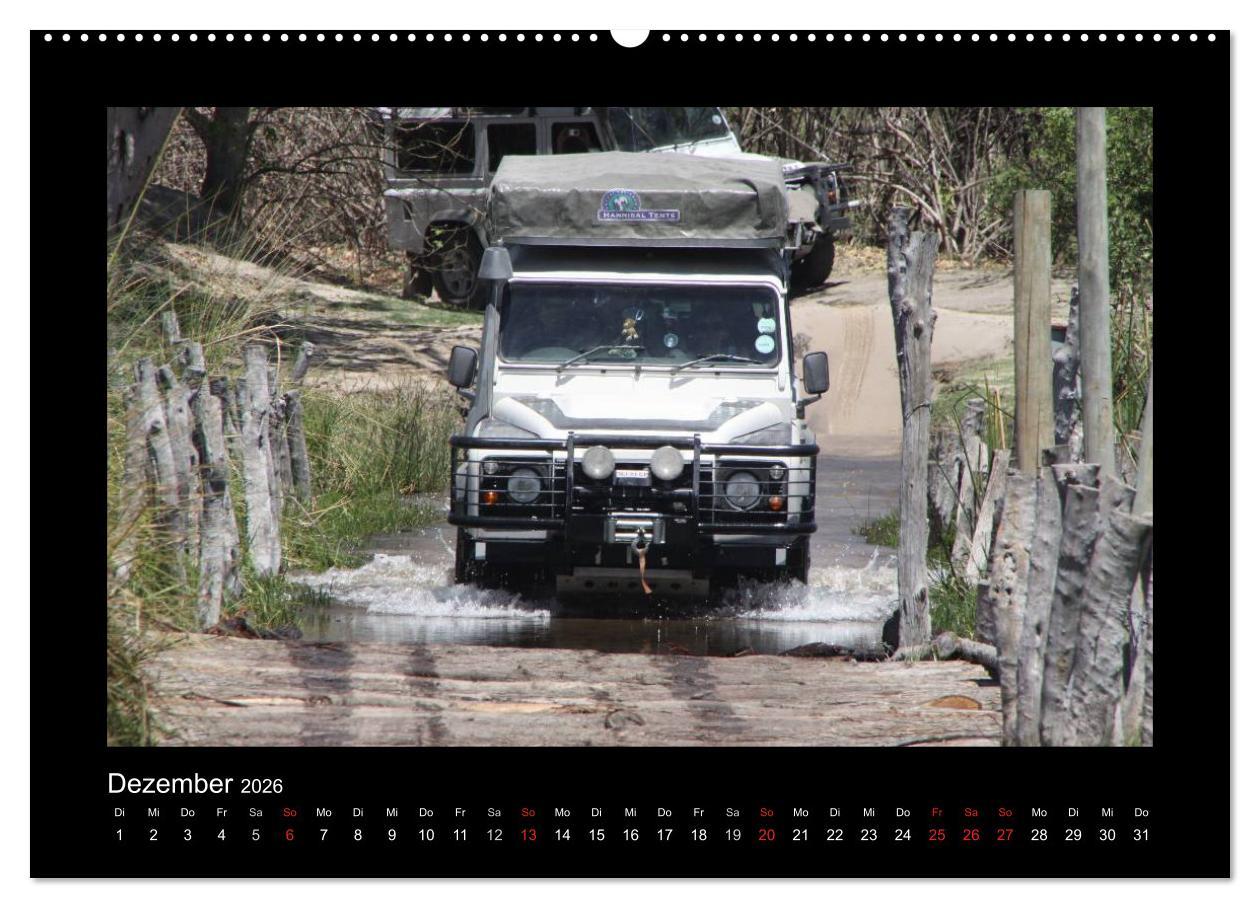 Beispielinhalt (Bild) Land Rover Defender - Unterwegs in Afrika (hochwertiger Premium Wandkalender 2026 DIN A2 quer), Kunstdruck in Hochglanz