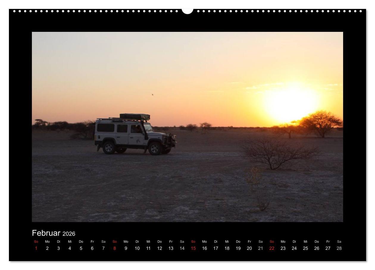 Beispielinhalt (Bild) Land Rover Defender - Unterwegs in Afrika (hochwertiger Premium Wandkalender 2026 DIN A2 quer), Kunstdruck in Hochglanz