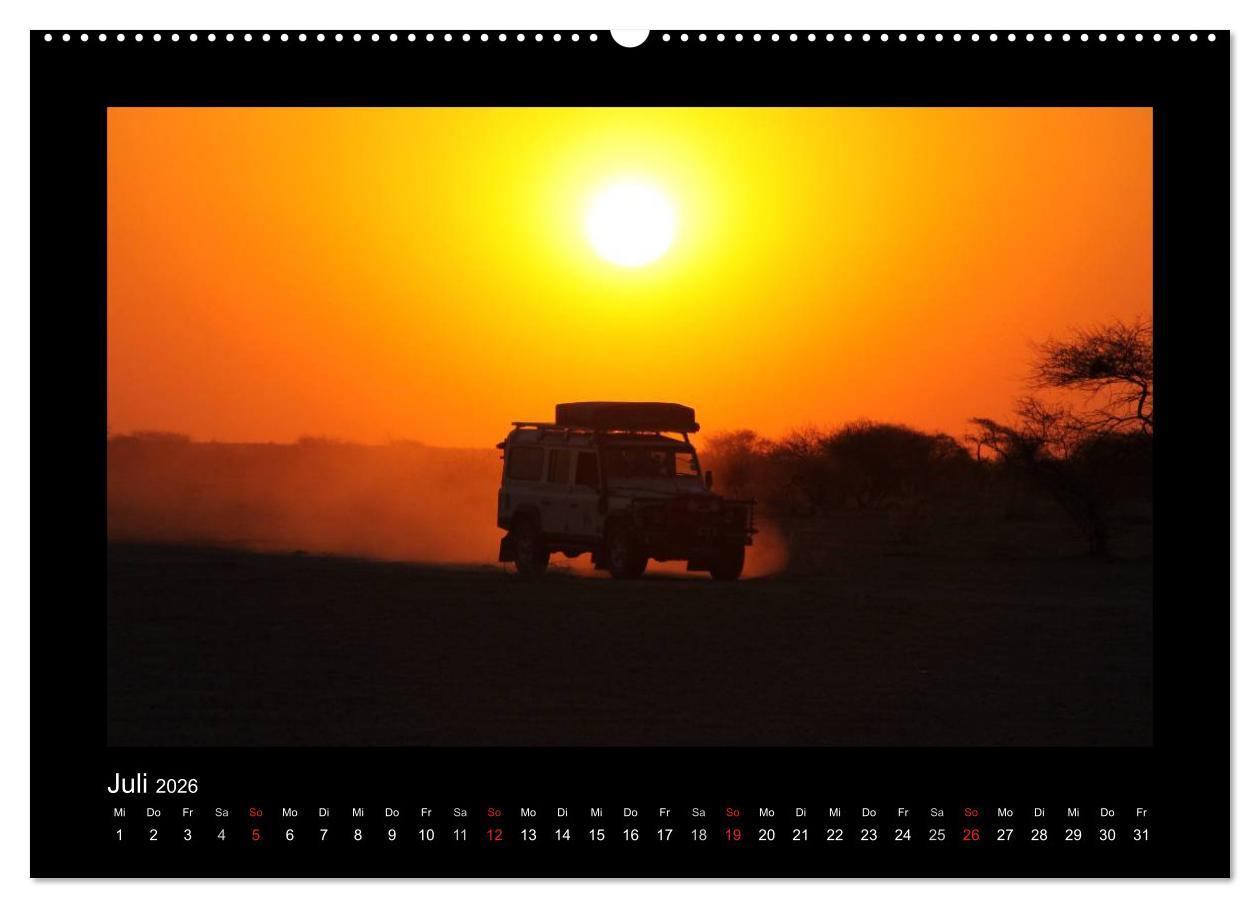 Beispielinhalt (Bild) Land Rover Defender - Unterwegs in Afrika (hochwertiger Premium Wandkalender 2026 DIN A2 quer), Kunstdruck in Hochglanz
