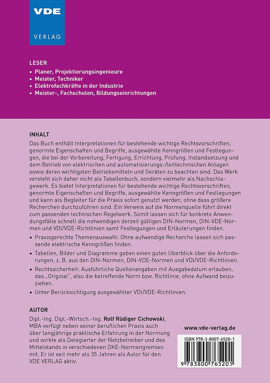 Rückseitencover Kenngrößen für die Automatisierungstechnik