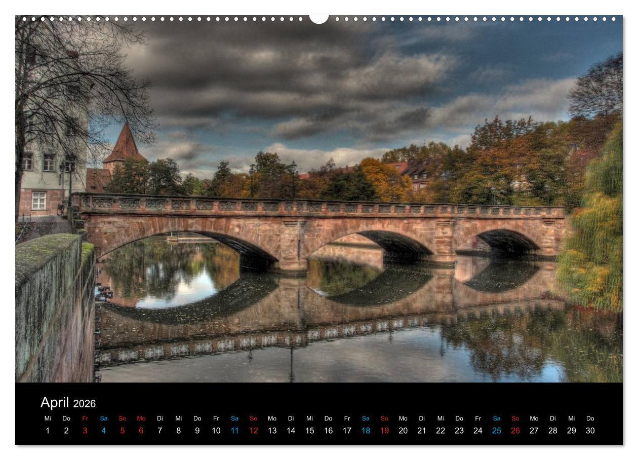 Beispielinhalt (Bild) Meine Stadt Nürnberg 2026 (hochwertiger Premium Wandkalender 2026 DIN A2 quer), Kunstdruck in Hochglanz
