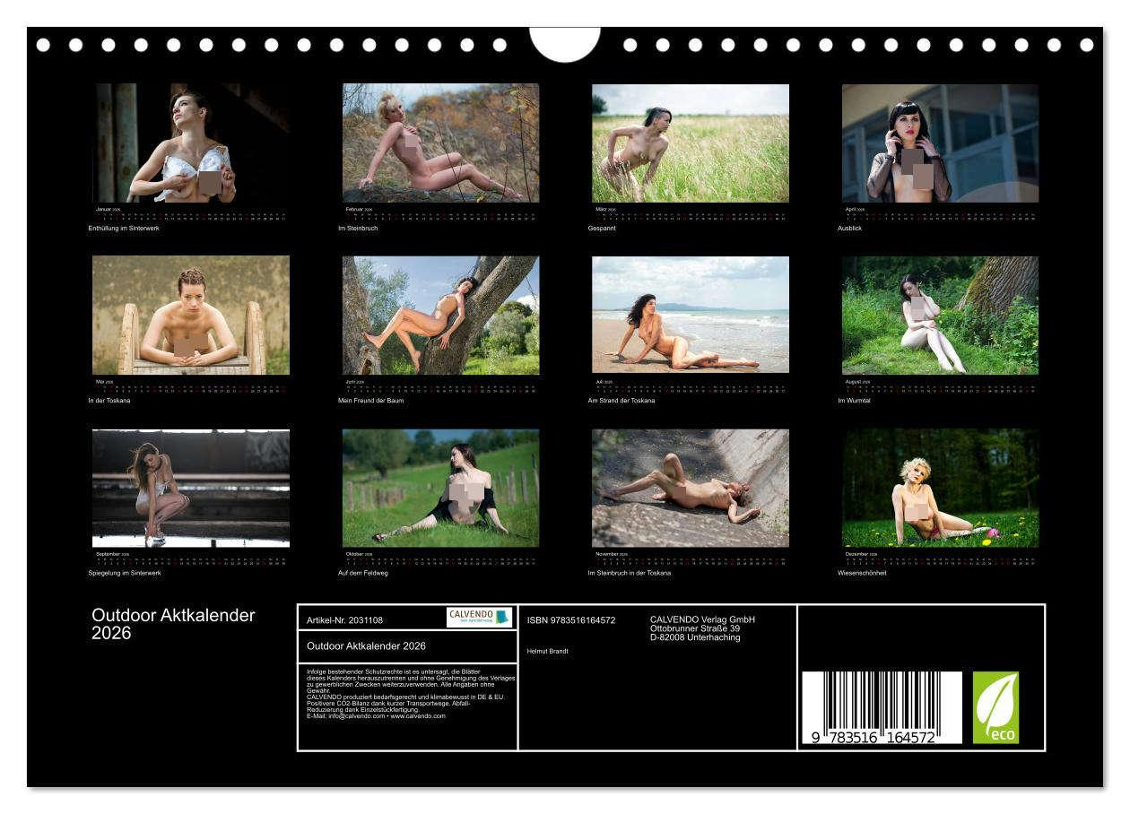 Beispielinhalt (Bild) Outdoor Aktkalender 2026 (Wandkalender 2026 DIN A4 quer), CALVENDO Monatskalender