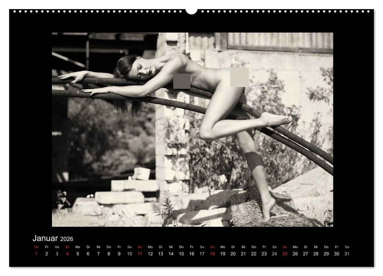 Beispielinhalt (Bild) Schönheiten in schwarz-weiss (Wandkalender 2026 DIN A2 quer), CALVENDO Monatskalender