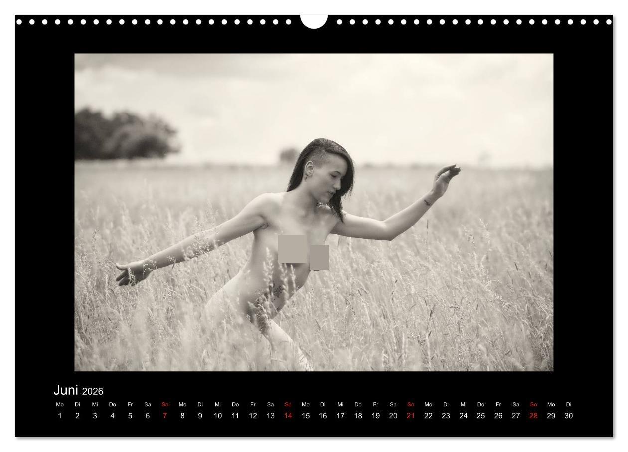 Beispielinhalt (Bild) Schönheiten in schwarz-weiss (Wandkalender 2026 DIN A3 quer), CALVENDO Monatskalender