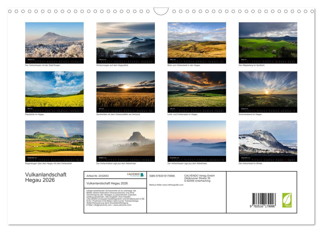 Beispielinhalt (Bild) Vulkanlandschaft Hegau 2026 (Wandkalender 2026 DIN A3 quer), CALVENDO Monatskalender