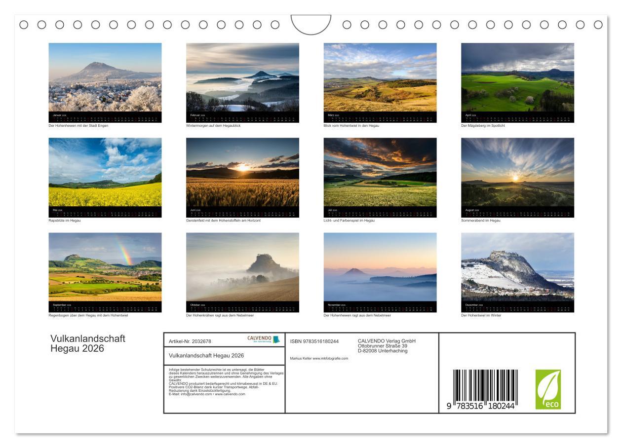 Beispielinhalt (Bild) Vulkanlandschaft Hegau 2026 (Wandkalender 2026 DIN A4 quer), CALVENDO Monatskalender