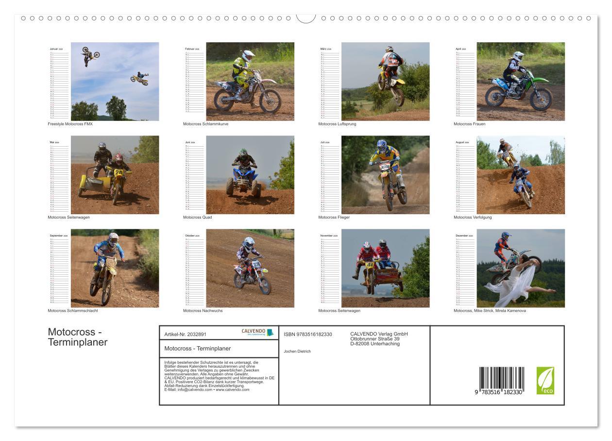 Beispielinhalt (Bild) Motocross - Terminplaner (hochwertiger Premium Wandkalender 2026 DIN A2 quer), Kunstdruck in Hochglanz