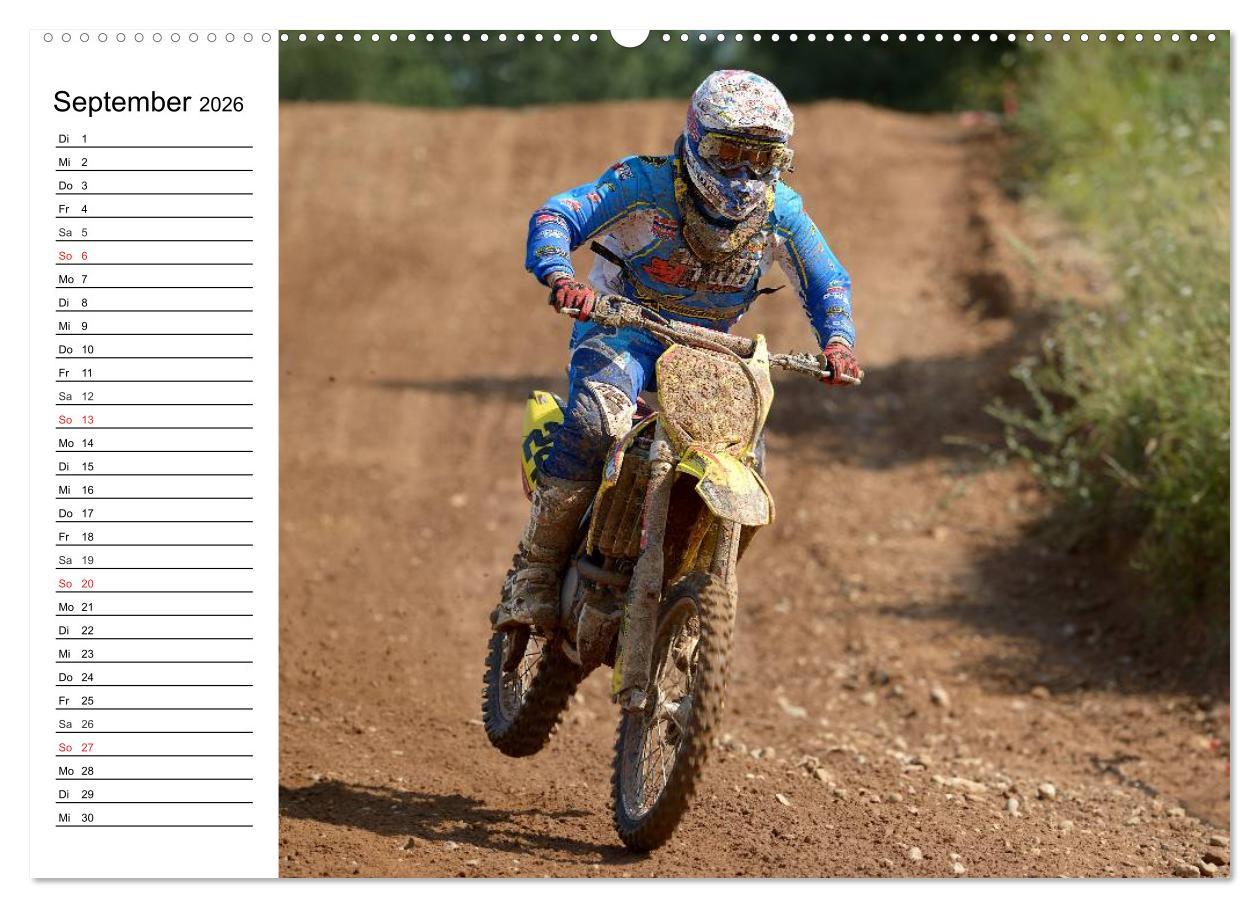 Beispielinhalt (Bild) Motocross - Terminplaner (hochwertiger Premium Wandkalender 2026 DIN A2 quer), Kunstdruck in Hochglanz