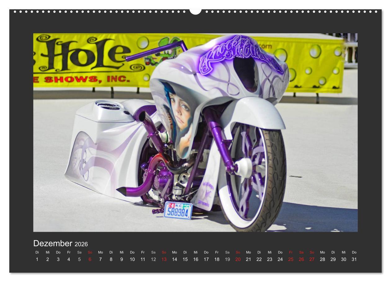 Beispielinhalt (Bild) BEST OF HARLEY-DAVIDSON BAGGER-STYLE (Wandkalender 2026 DIN A2 quer), CALVENDO Monatskalender