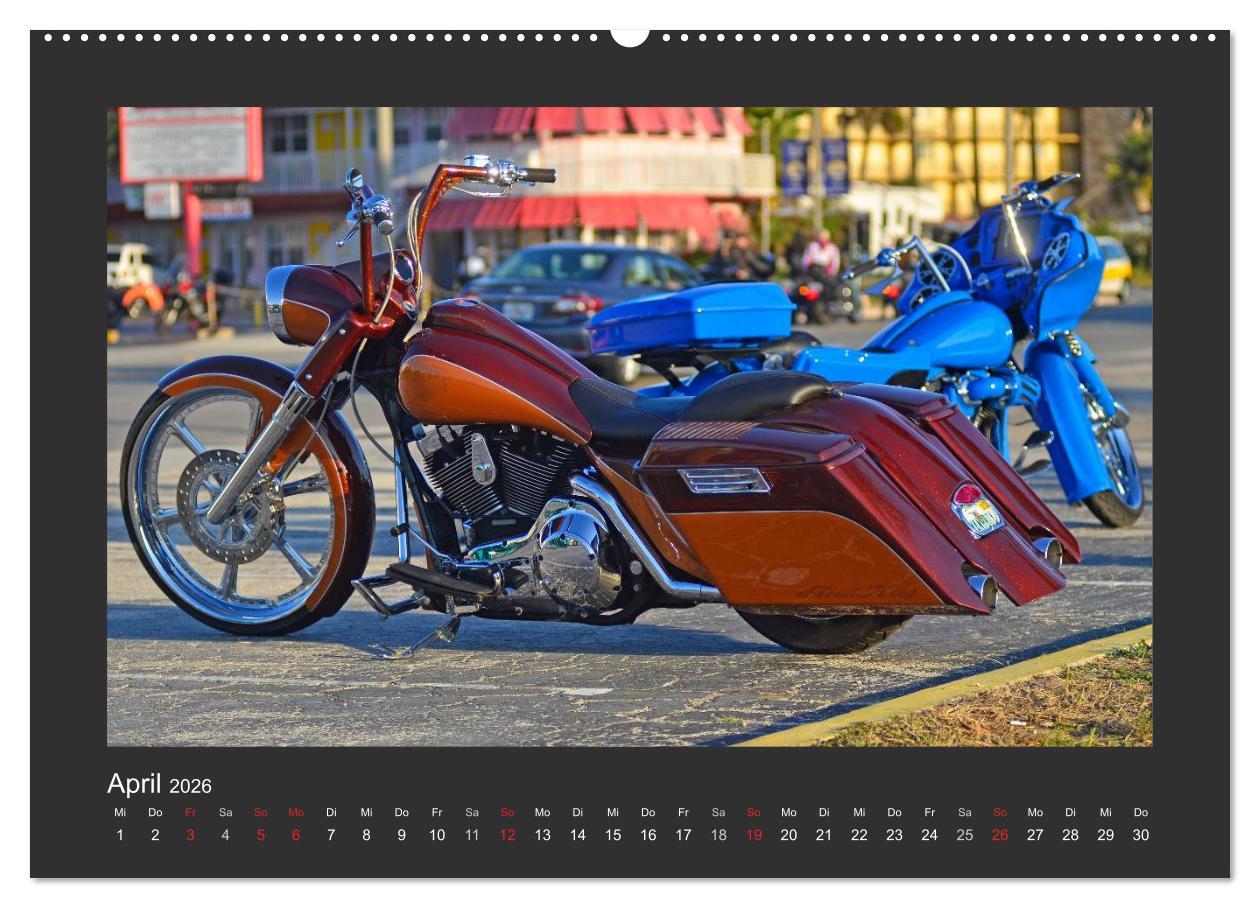 Beispielinhalt (Bild) BEST OF HARLEY-DAVIDSON BAGGER-STYLE (Wandkalender 2026 DIN A2 quer), CALVENDO Monatskalender