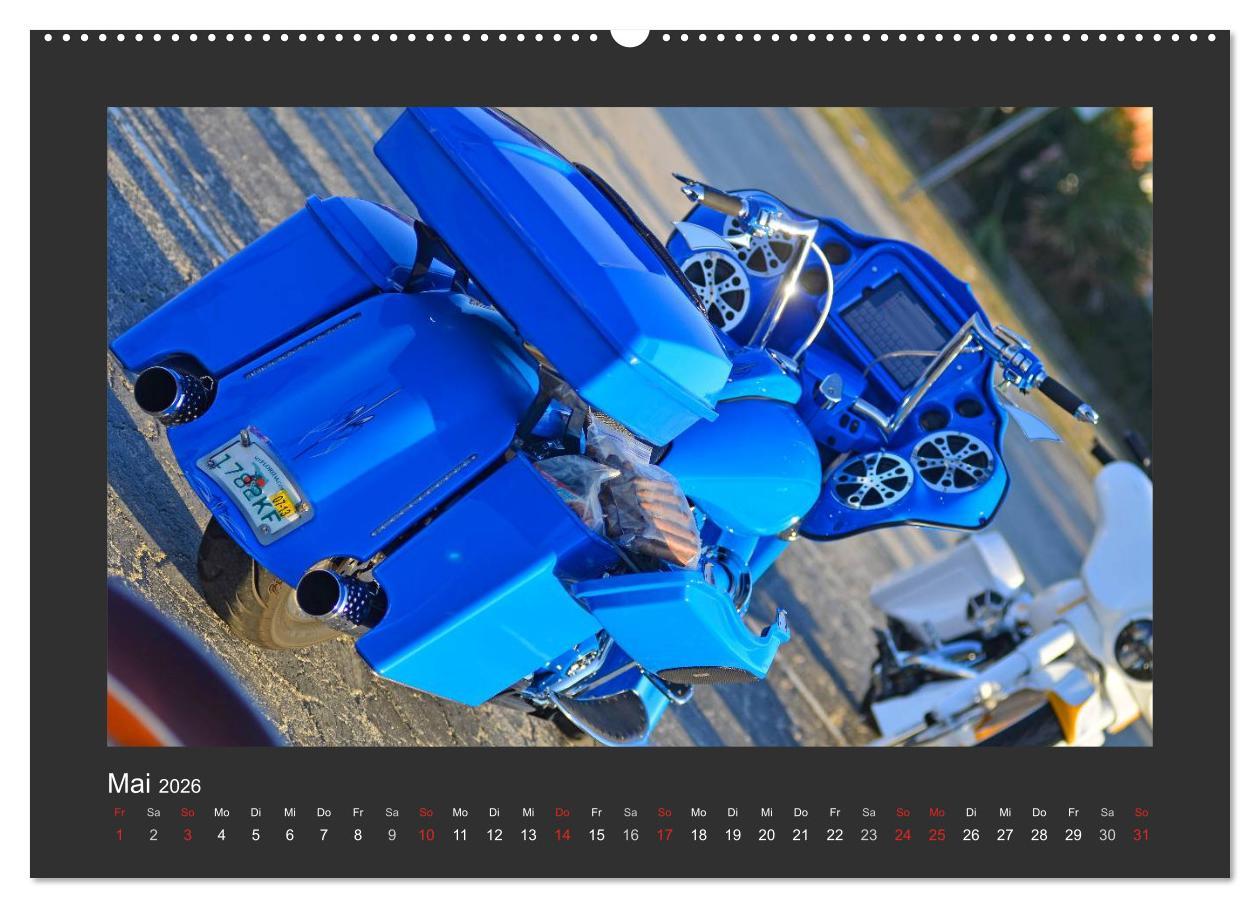 Beispielinhalt (Bild) BEST OF HARLEY-DAVIDSON BAGGER-STYLE (Wandkalender 2026 DIN A2 quer), CALVENDO Monatskalender