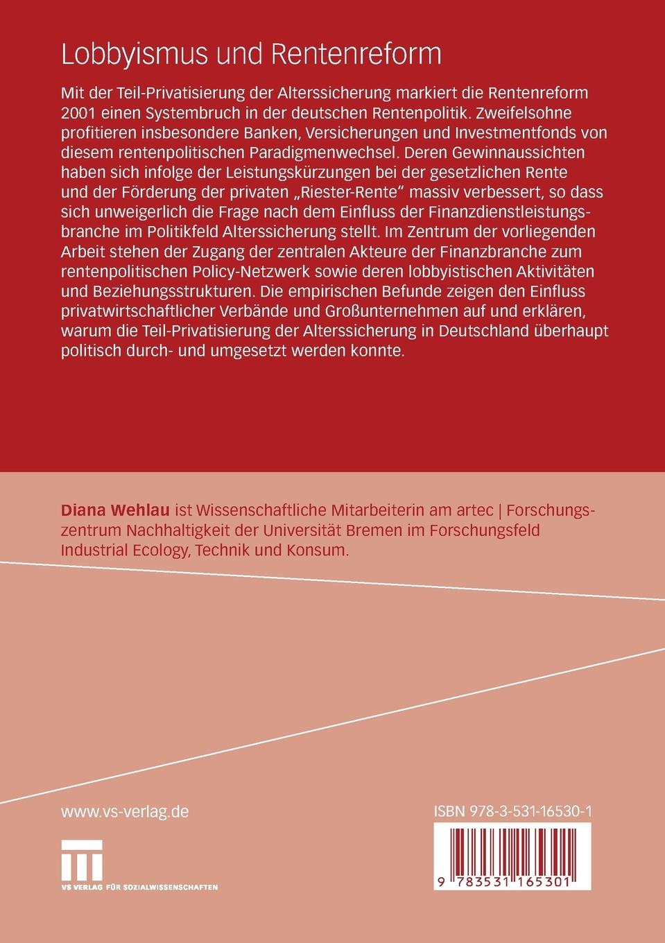 Rückseitencover Lobbyismus und Rentenreform