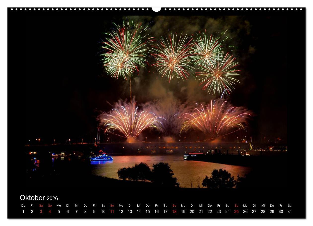 Beispielinhalt (Bild) Feuerwerks - Impressionen (Wandkalender 2026 DIN A2 quer), CALVENDO Monatskalender