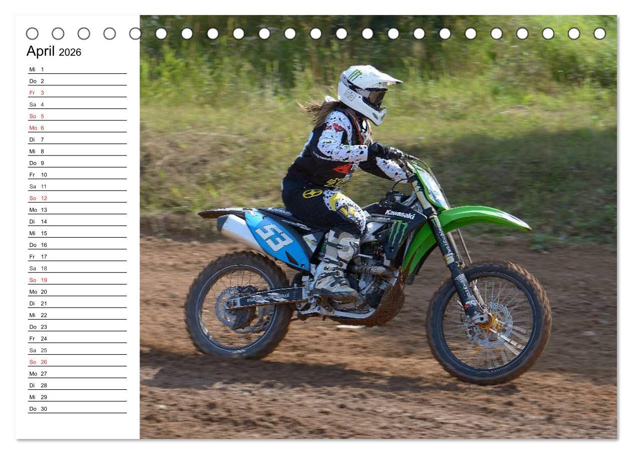 Beispielinhalt (Bild) Motocross - Terminplaner (Tischkalender 2026 DIN A5 quer), CALVENDO Monatskalender