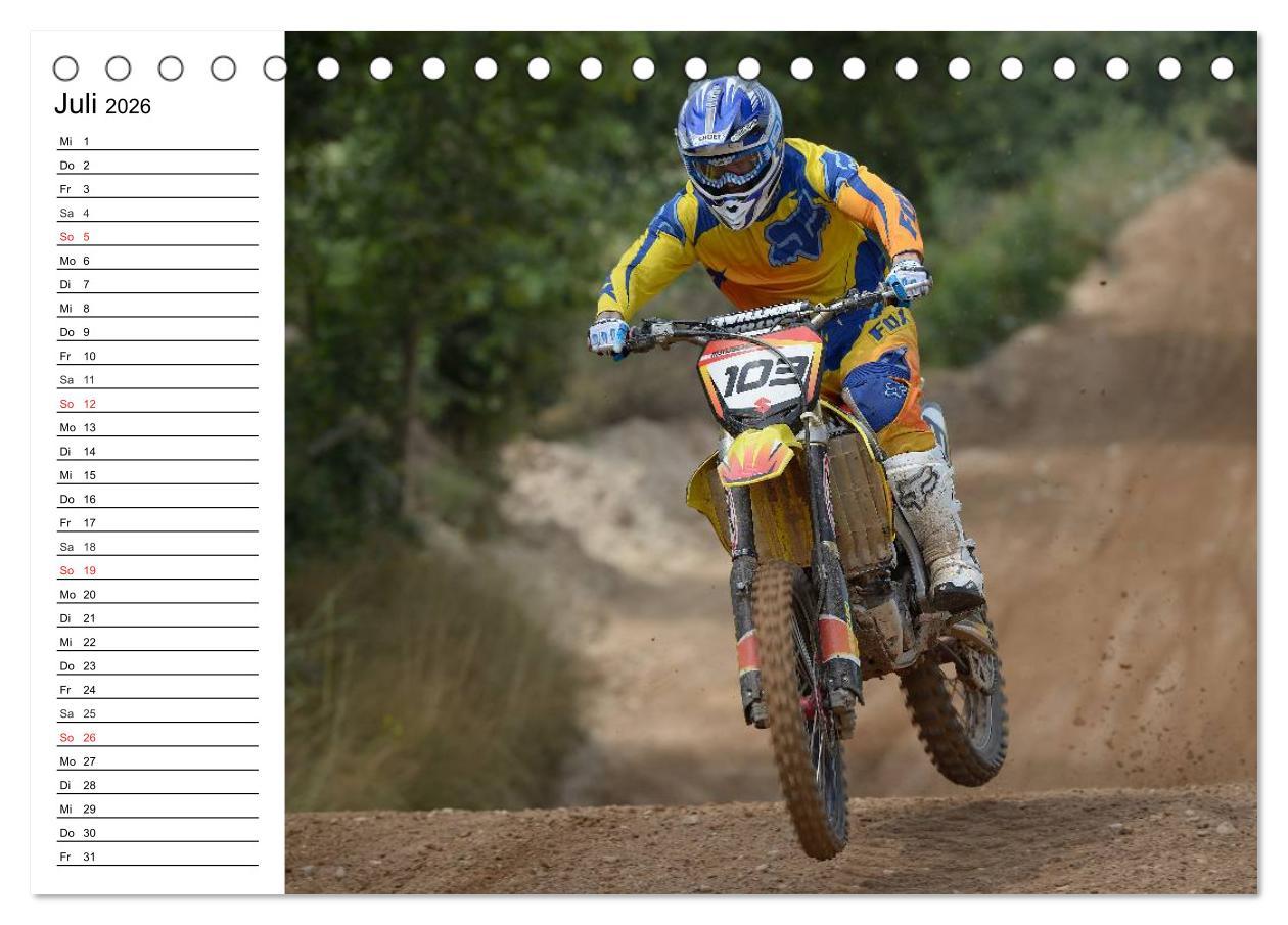 Beispielinhalt (Bild) Motocross - Terminplaner (Tischkalender 2026 DIN A5 quer), CALVENDO Monatskalender