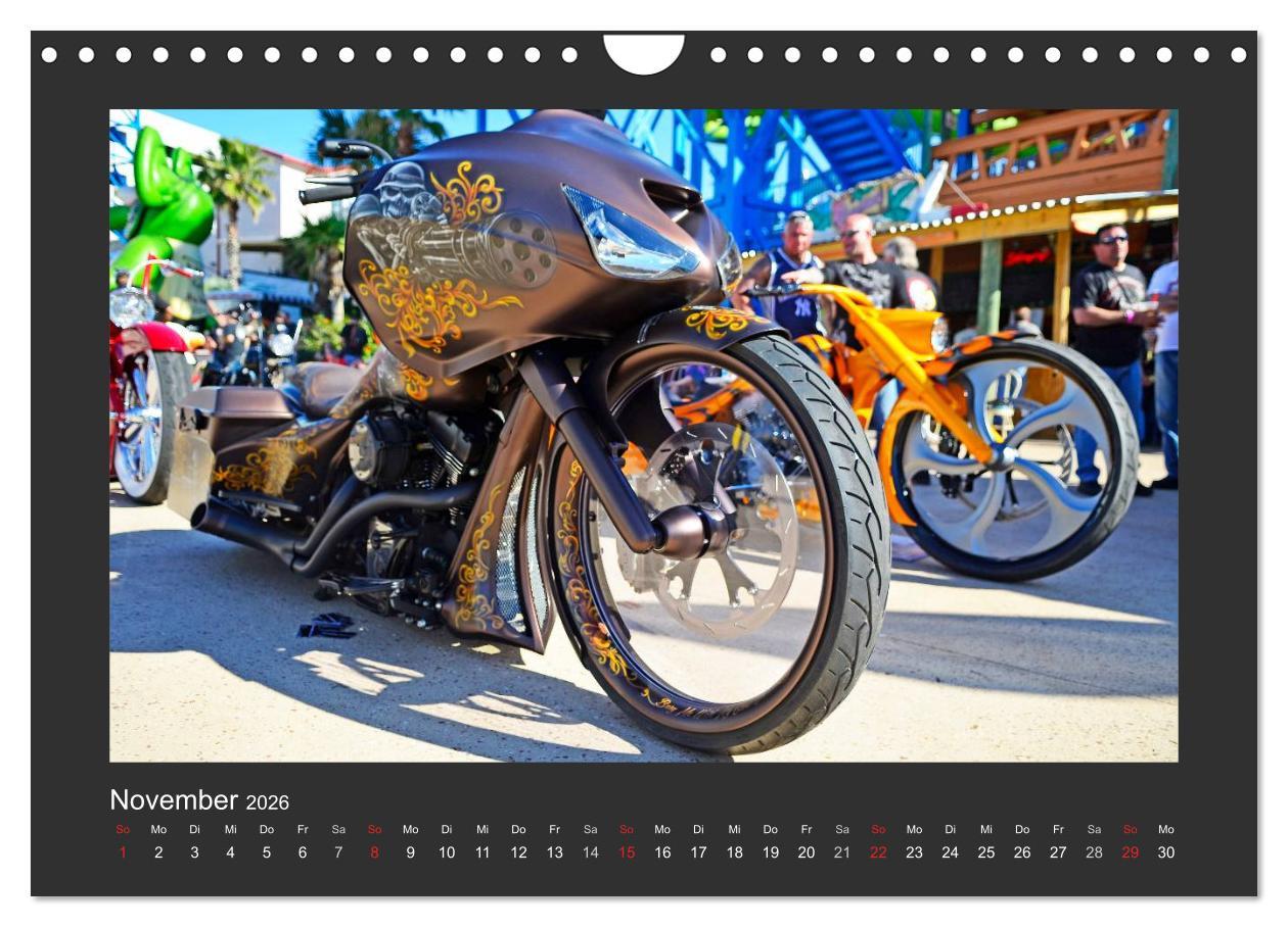 Beispielinhalt (Bild) BEST OF HARLEY-DAVIDSON BAGGER-STYLE (Wandkalender 2026 DIN A4 quer), CALVENDO Monatskalender