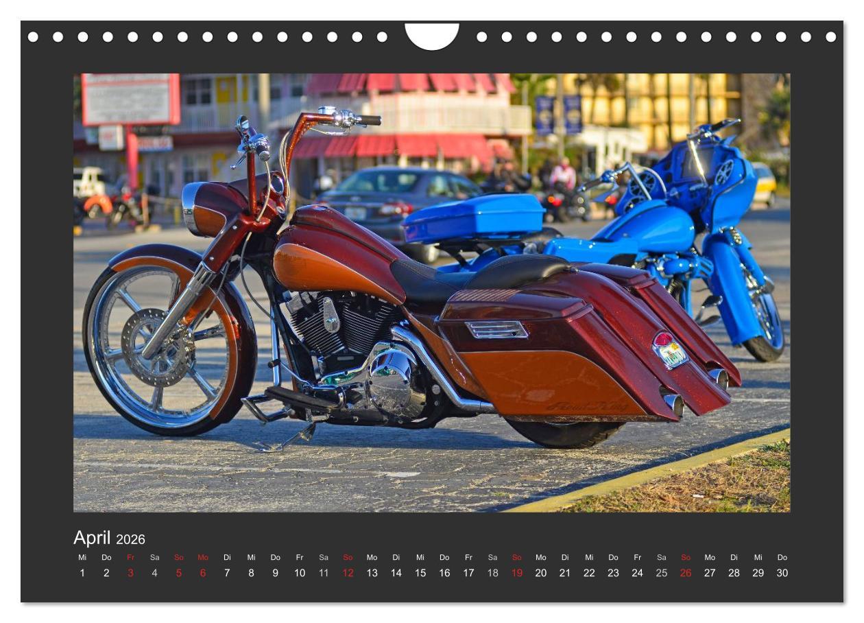 Beispielinhalt (Bild) BEST OF HARLEY-DAVIDSON BAGGER-STYLE (Wandkalender 2026 DIN A4 quer), CALVENDO Monatskalender
