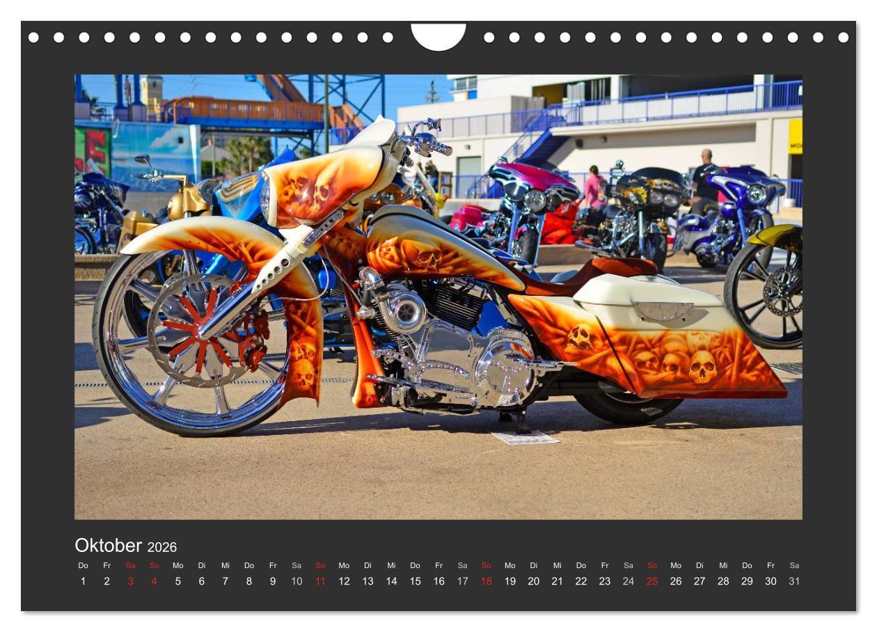 Beispielinhalt (Bild) BEST OF HARLEY-DAVIDSON BAGGER-STYLE (Wandkalender 2026 DIN A4 quer), CALVENDO Monatskalender