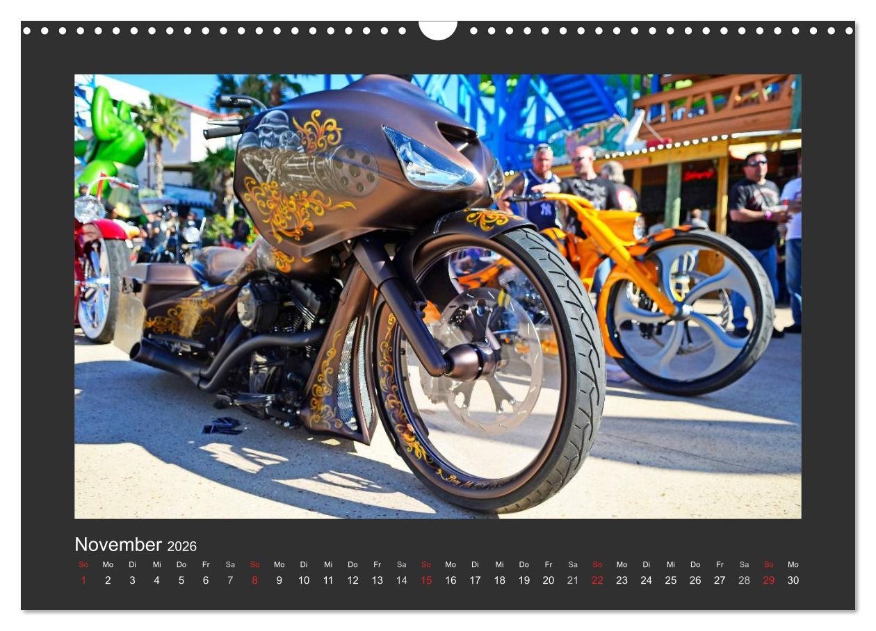 Beispielinhalt (Bild) BEST OF HARLEY-DAVIDSON BAGGER-STYLE (Wandkalender 2026 DIN A3 quer), CALVENDO Monatskalender