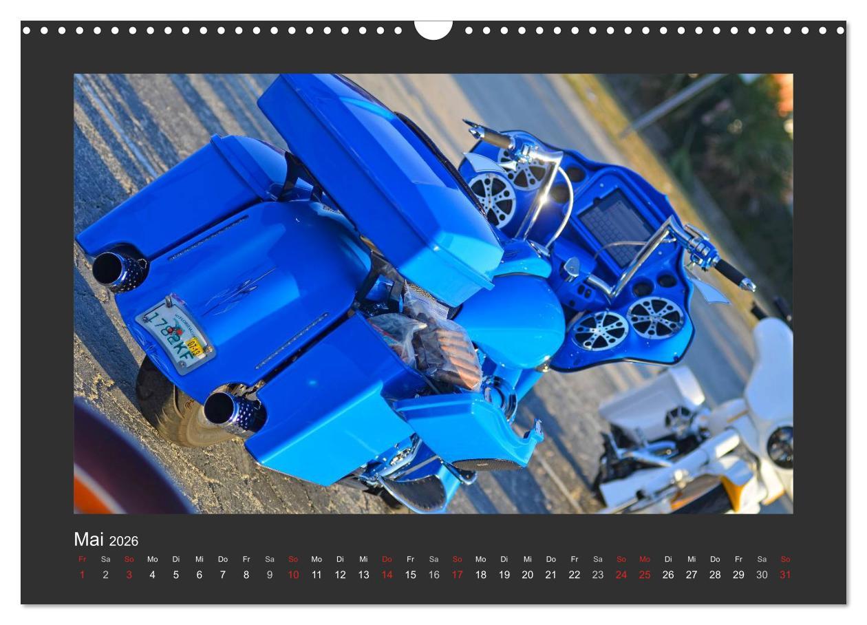Beispielinhalt (Bild) BEST OF HARLEY-DAVIDSON BAGGER-STYLE (Wandkalender 2026 DIN A3 quer), CALVENDO Monatskalender
