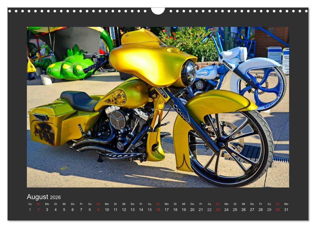 Beispielinhalt (Bild) BEST OF HARLEY-DAVIDSON BAGGER-STYLE (Wandkalender 2026 DIN A3 quer), CALVENDO Monatskalender