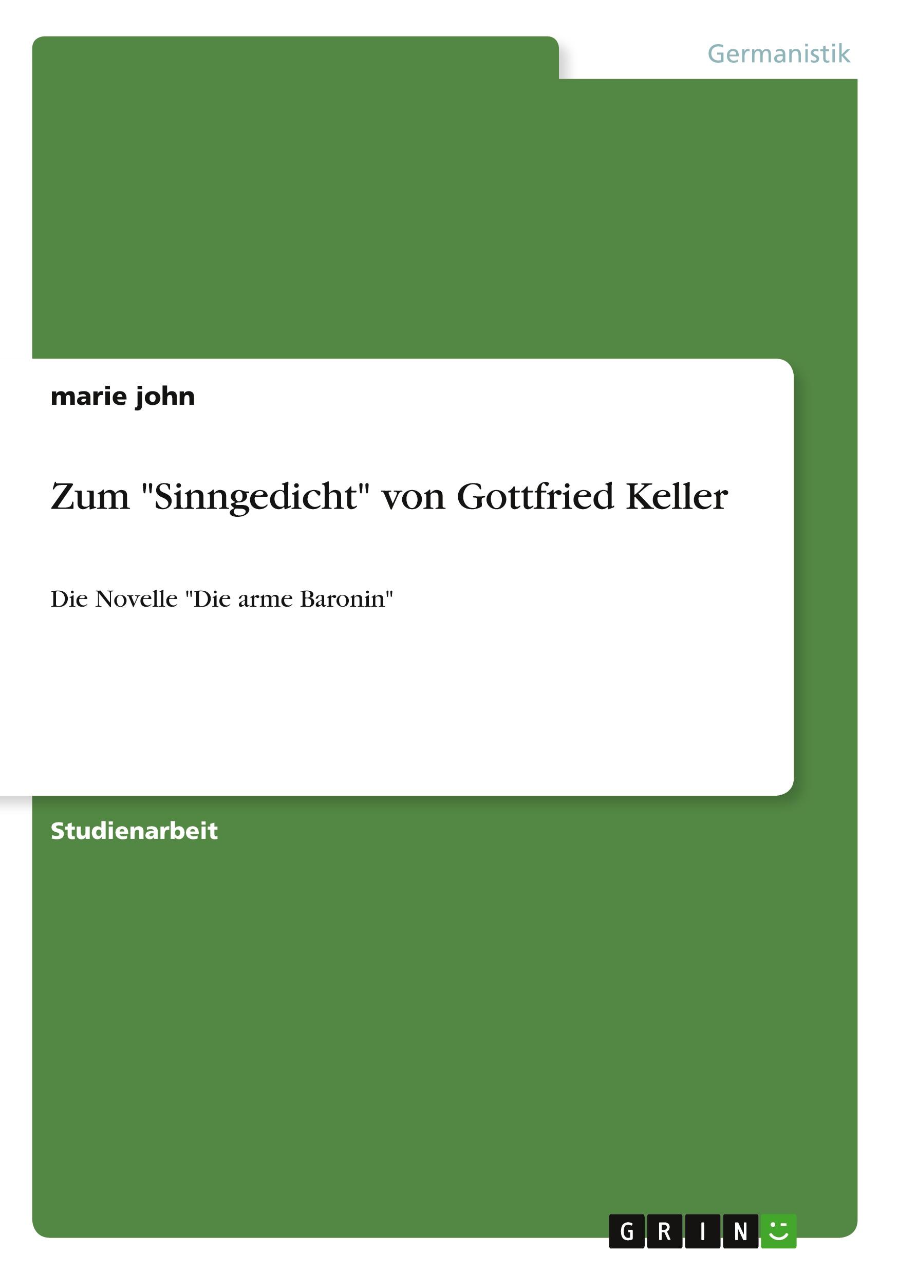 Vorderes Coverbild Zum "Sinngedicht" von Gottfried Keller