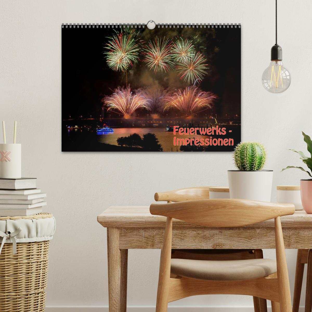 Beispielinhalt (Bild) Feuerwerks - Impressionen (Wandkalender 2026 DIN A3 quer), CALVENDO Monatskalender