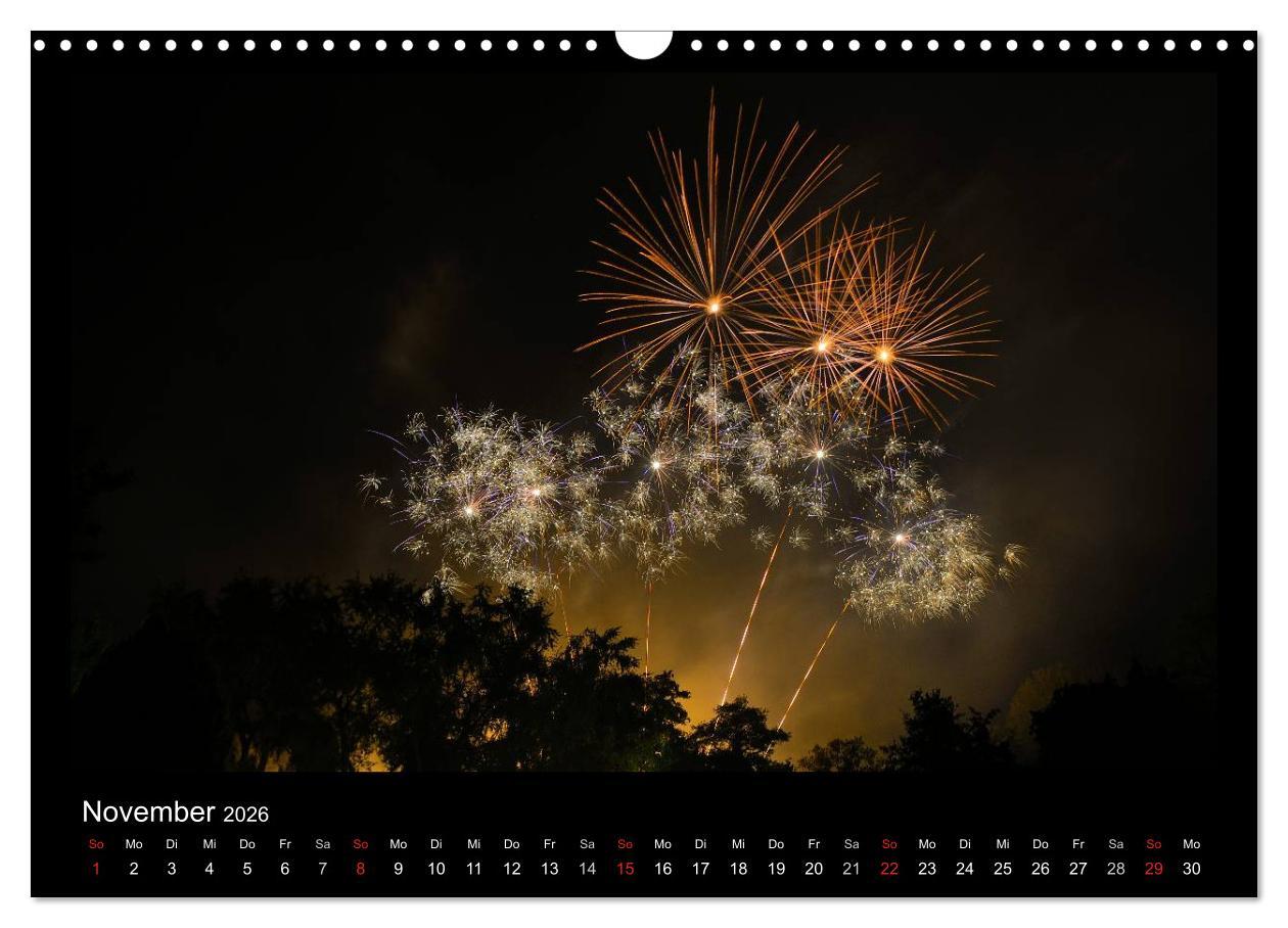 Beispielinhalt (Bild) Feuerwerks - Impressionen (Wandkalender 2026 DIN A3 quer), CALVENDO Monatskalender