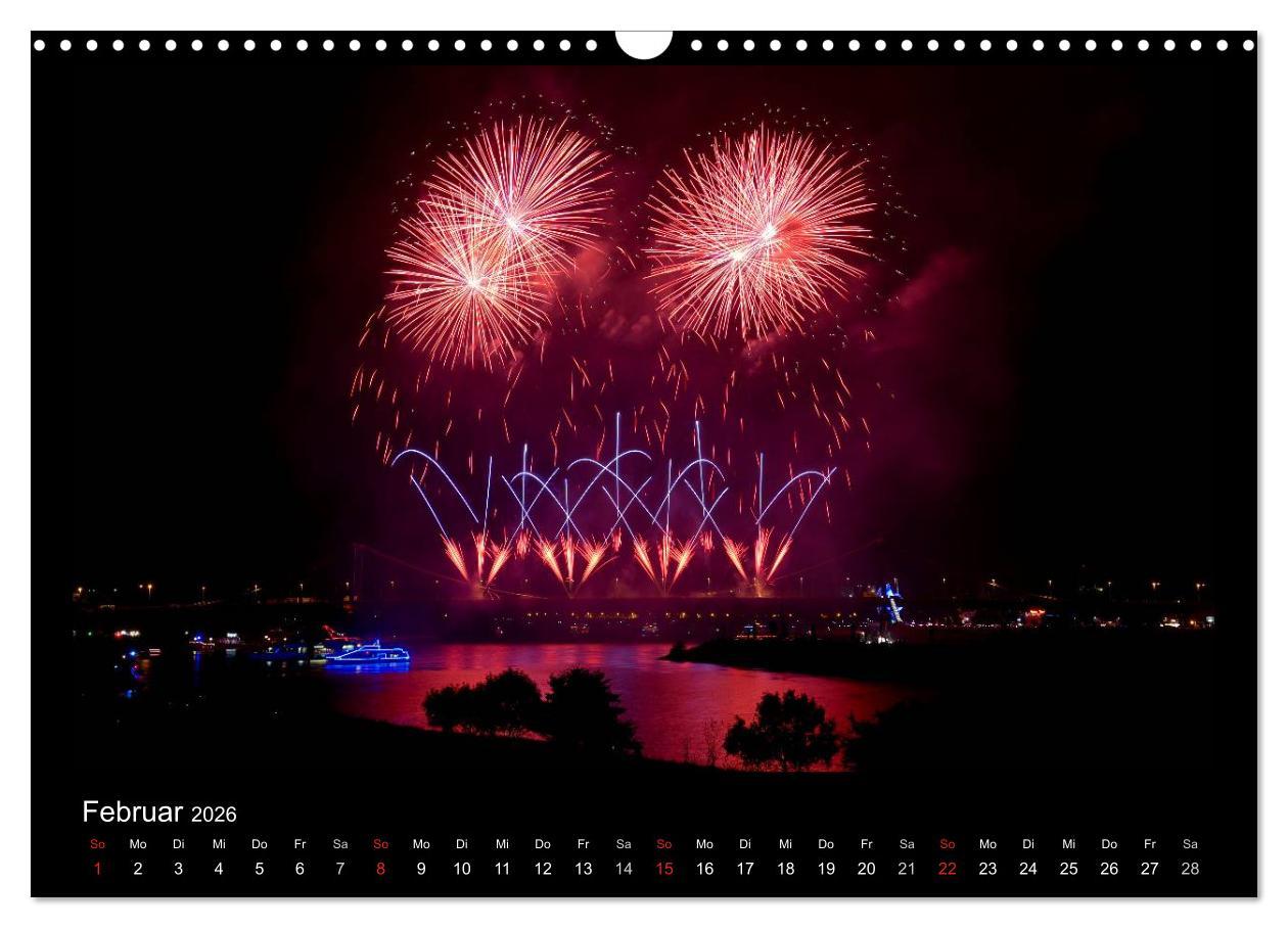 Beispielinhalt (Bild) Feuerwerks - Impressionen (Wandkalender 2026 DIN A3 quer), CALVENDO Monatskalender