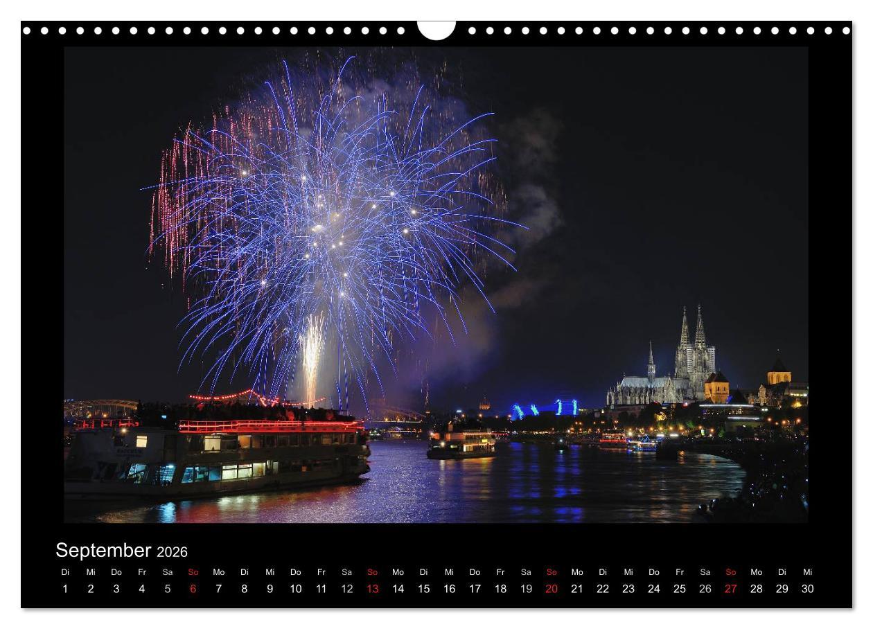 Beispielinhalt (Bild) Feuerwerks - Impressionen (Wandkalender 2026 DIN A3 quer), CALVENDO Monatskalender