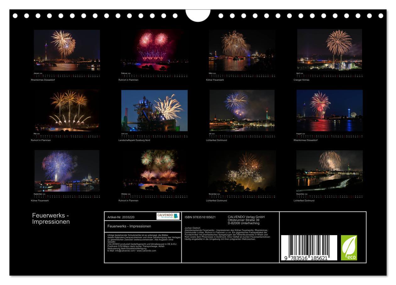Beispielinhalt (Bild) Feuerwerks - Impressionen (Wandkalender 2026 DIN A4 quer), CALVENDO Monatskalender