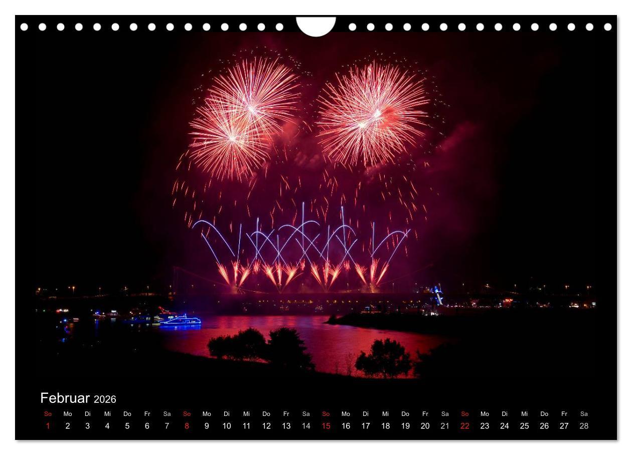 Beispielinhalt (Bild) Feuerwerks - Impressionen (Wandkalender 2026 DIN A4 quer), CALVENDO Monatskalender