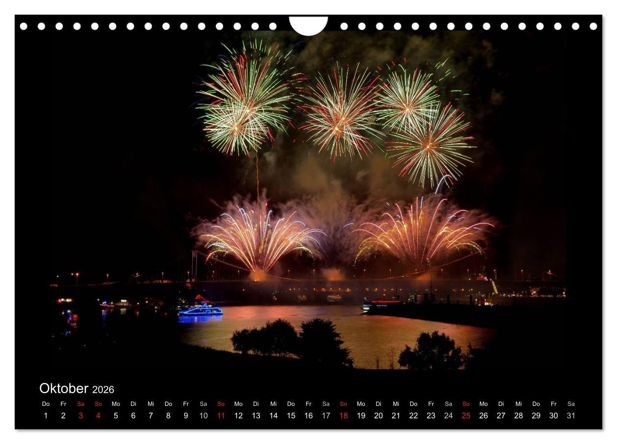 Beispielinhalt (Bild) Feuerwerks - Impressionen (Wandkalender 2026 DIN A4 quer), CALVENDO Monatskalender