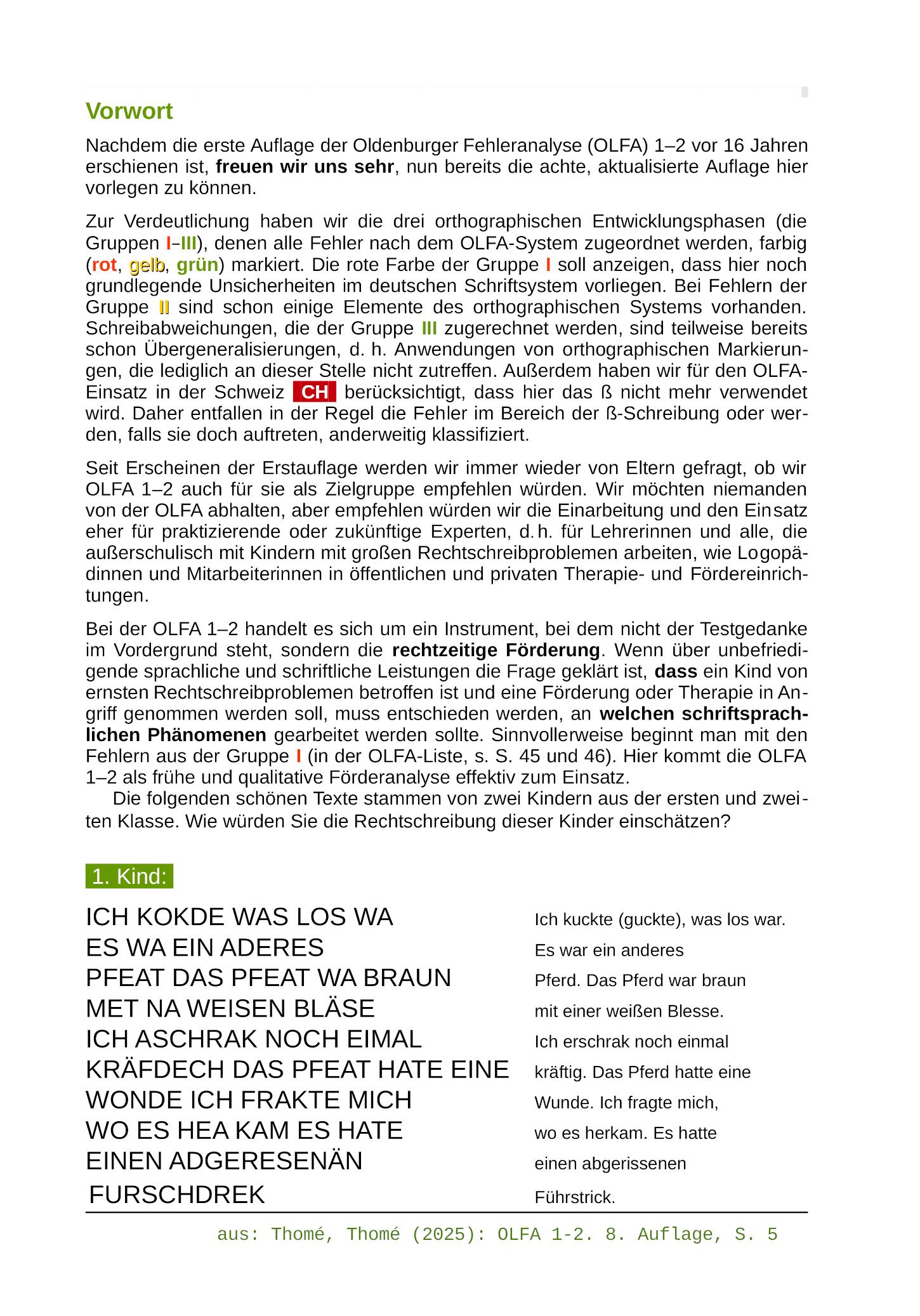 Beispielinhalt (Bild) OLFA 1-2: Oldenburger Fehleranalyse für die Klassen 1 und 2.