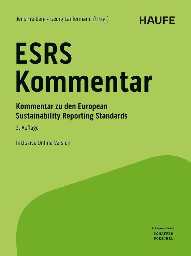 Vorderes Coverbild Haufe ESRS-Kommentar bereits in 3. Auflage