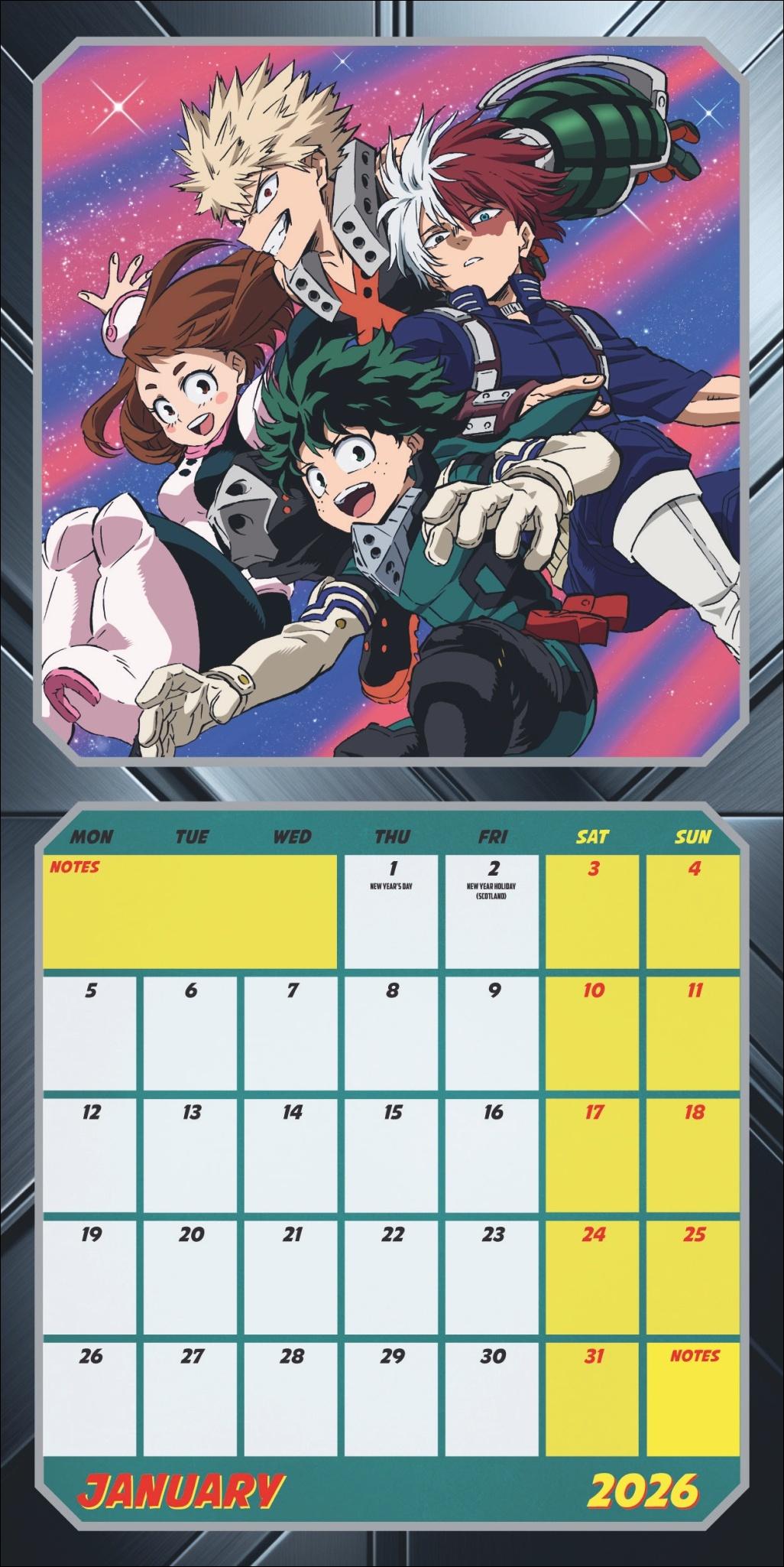 Beispielinhalt (Bild) My Hero Academia Broschurkalender 2026