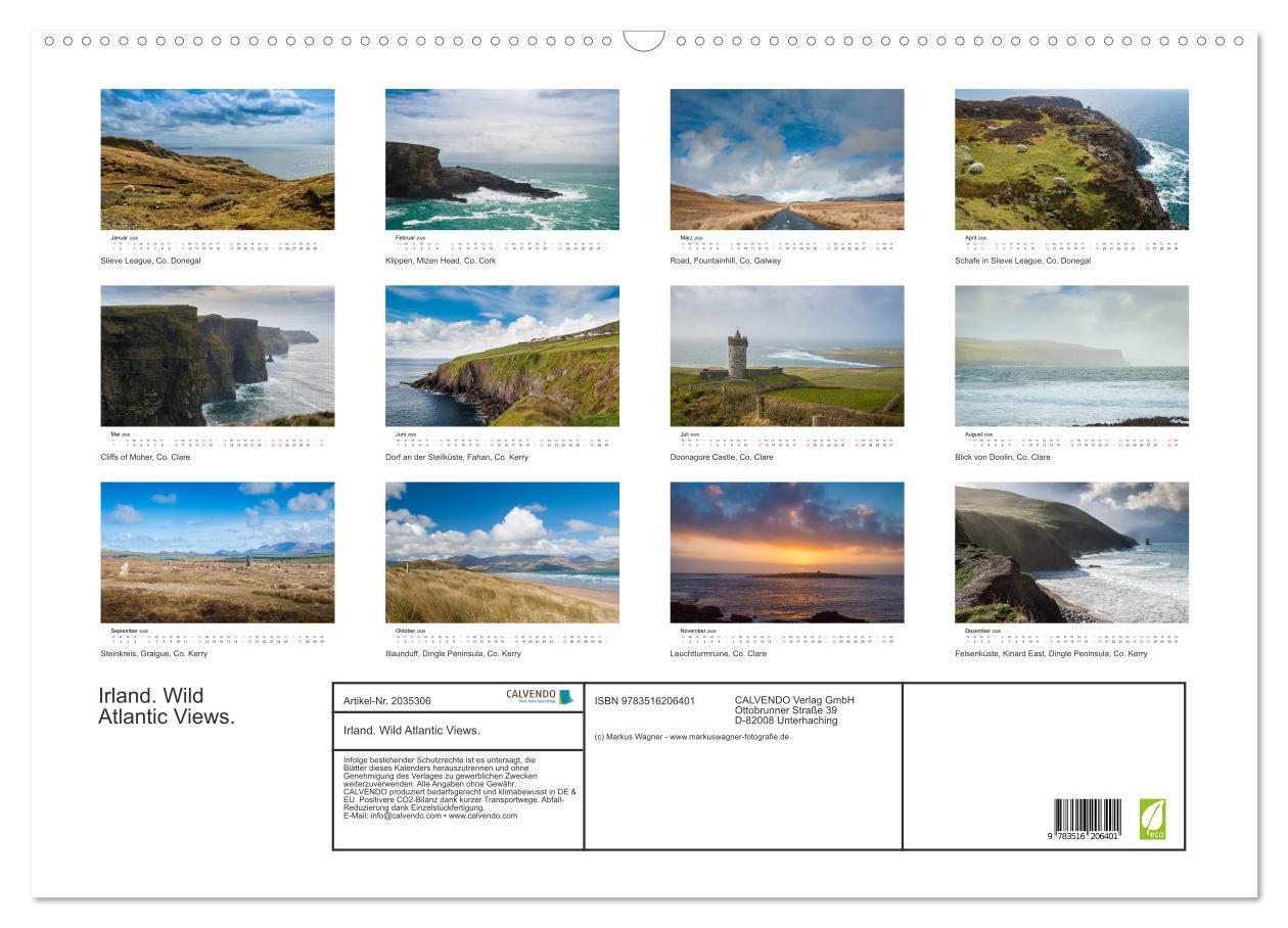 Beispielinhalt (Bild) Irland. Wild Atlantic Views. (Wandkalender 2026 DIN A2 quer), CALVENDO Monatskalender