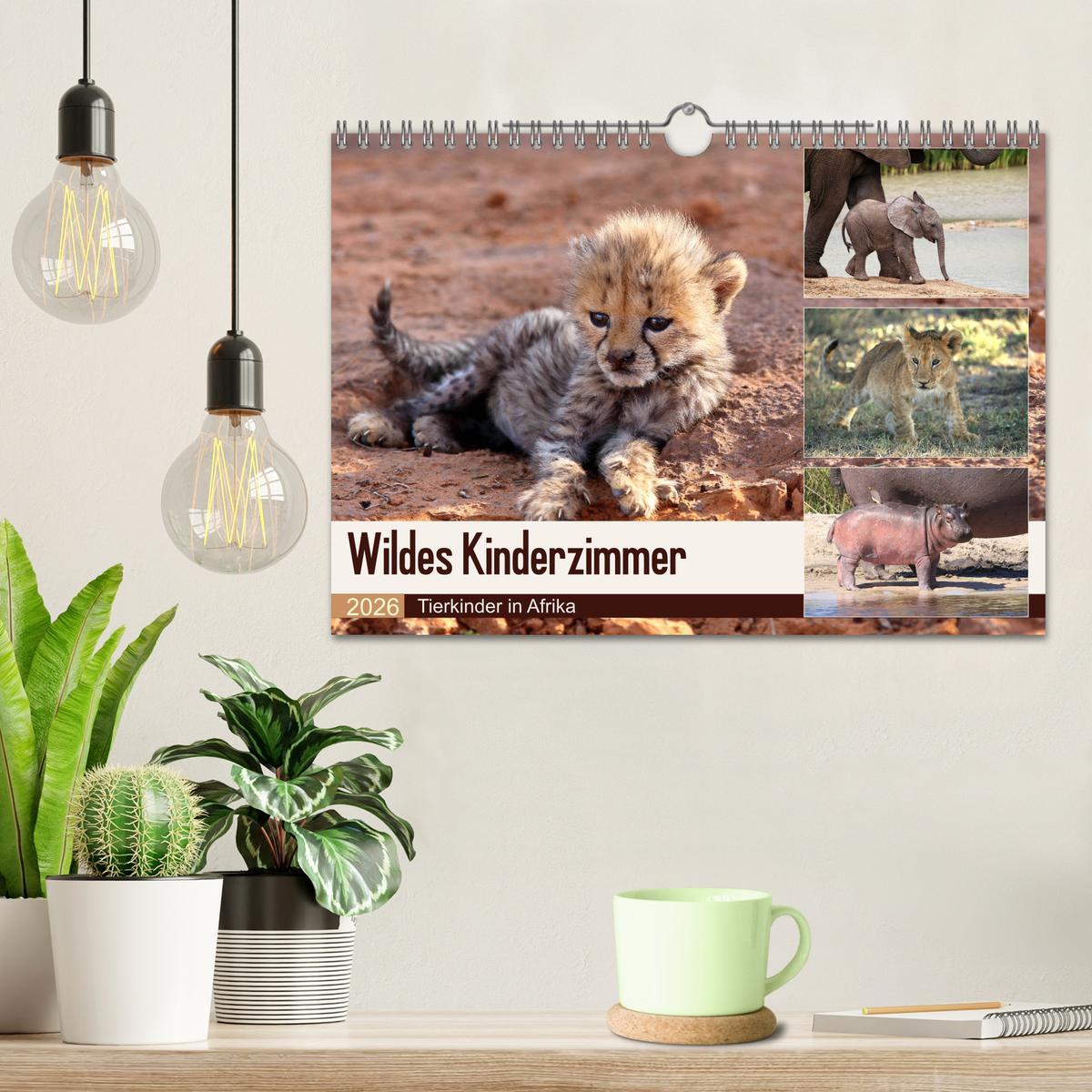 Beispielinhalt (Bild) Wildes Kinderzimmer - Tierkinder in Afrika (Wandkalender 2026 DIN A4 quer), CALVENDO Monatskalender