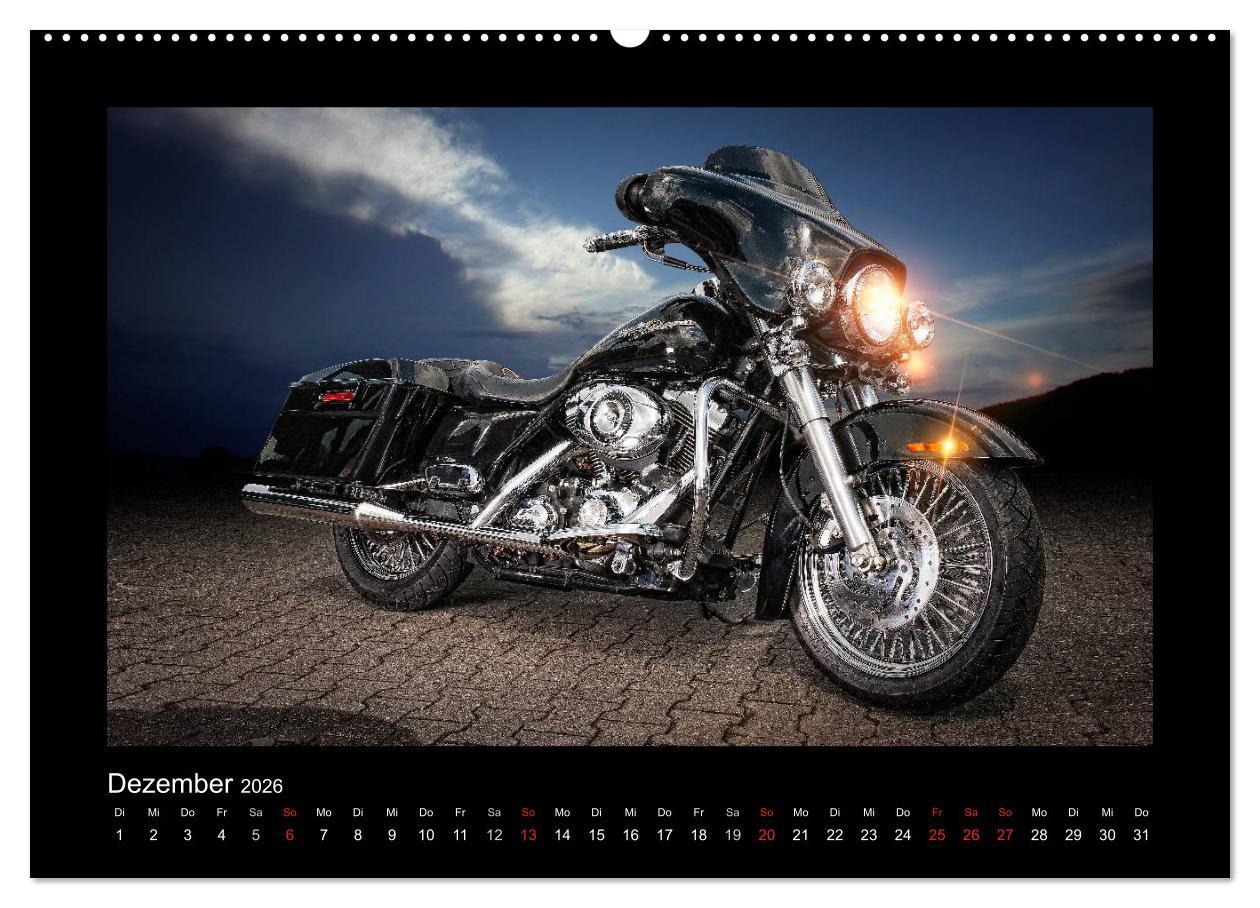 Beispielinhalt (Bild) Motorrad-Träume - Chopper und Custombikes (hochwertiger Premium Wandkalender 2026 DIN A2 quer), Kunstdruck in Hochglanz