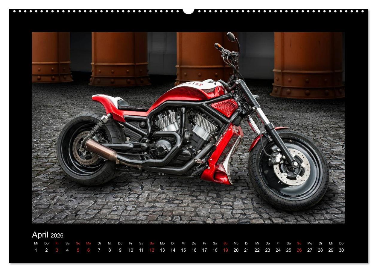 Beispielinhalt (Bild) Motorrad-Träume - Chopper und Custombikes (hochwertiger Premium Wandkalender 2026 DIN A2 quer), Kunstdruck in Hochglanz