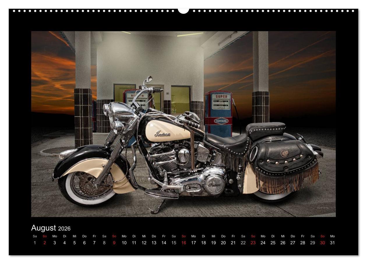 Beispielinhalt (Bild) Motorrad-Träume - Chopper und Custombikes (hochwertiger Premium Wandkalender 2026 DIN A2 quer), Kunstdruck in Hochglanz