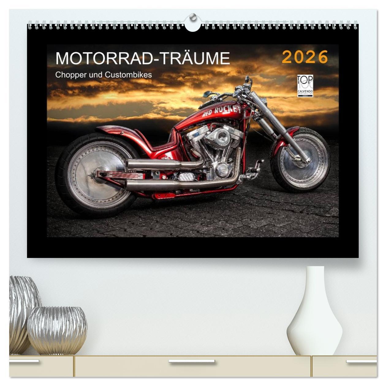 Vorderes Coverbild Motorrad-Träume - Chopper und Custombikes (hochwertiger Premium Wandkalender 2026 DIN A2 quer), Kunstdruck in Hochglanz