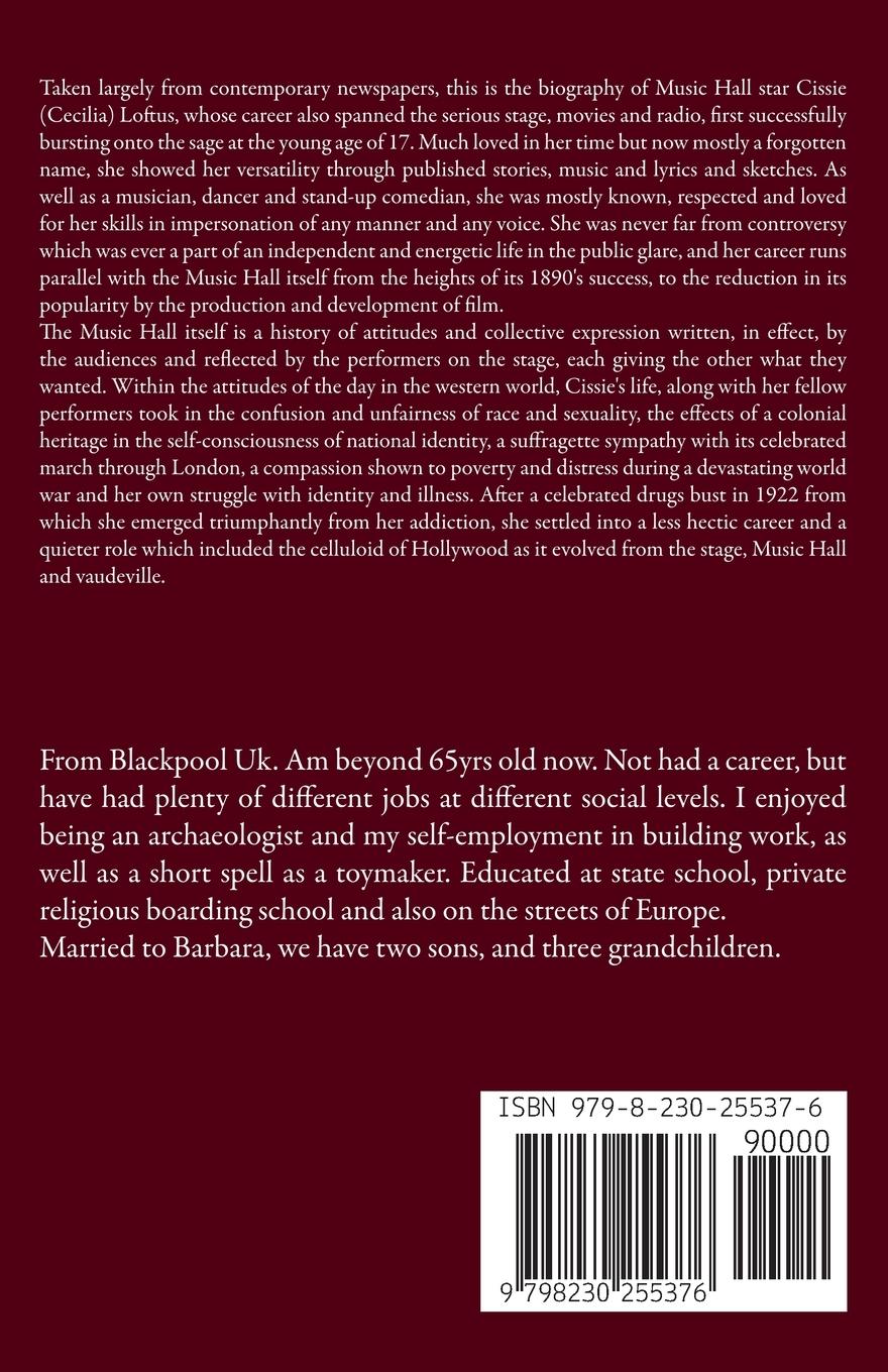 Rückseitencover Cissie Loftus. Versatile Music Hall Entertainer and Actress
