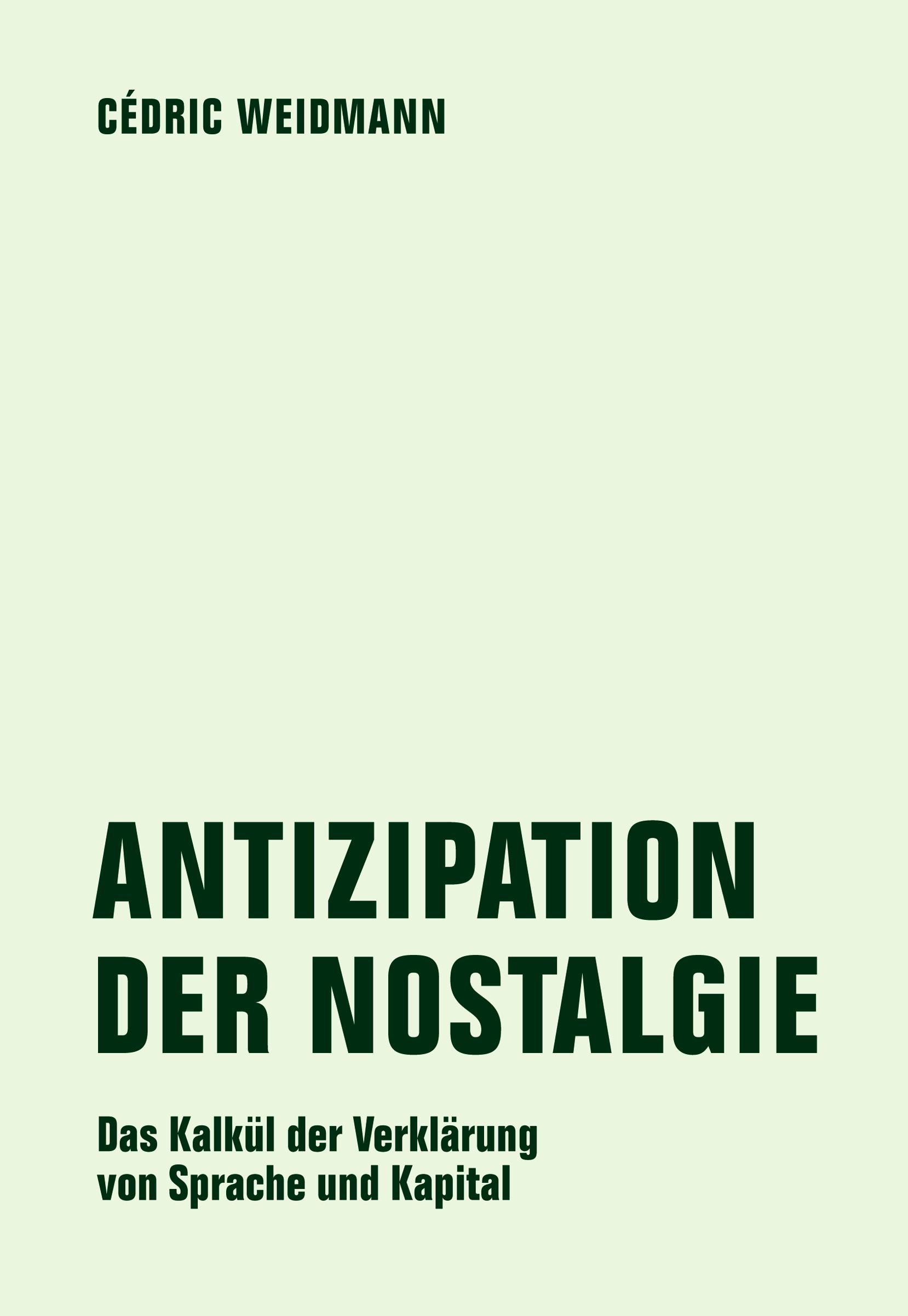 Vorderes Coverbild Antizipation der Nostalgie