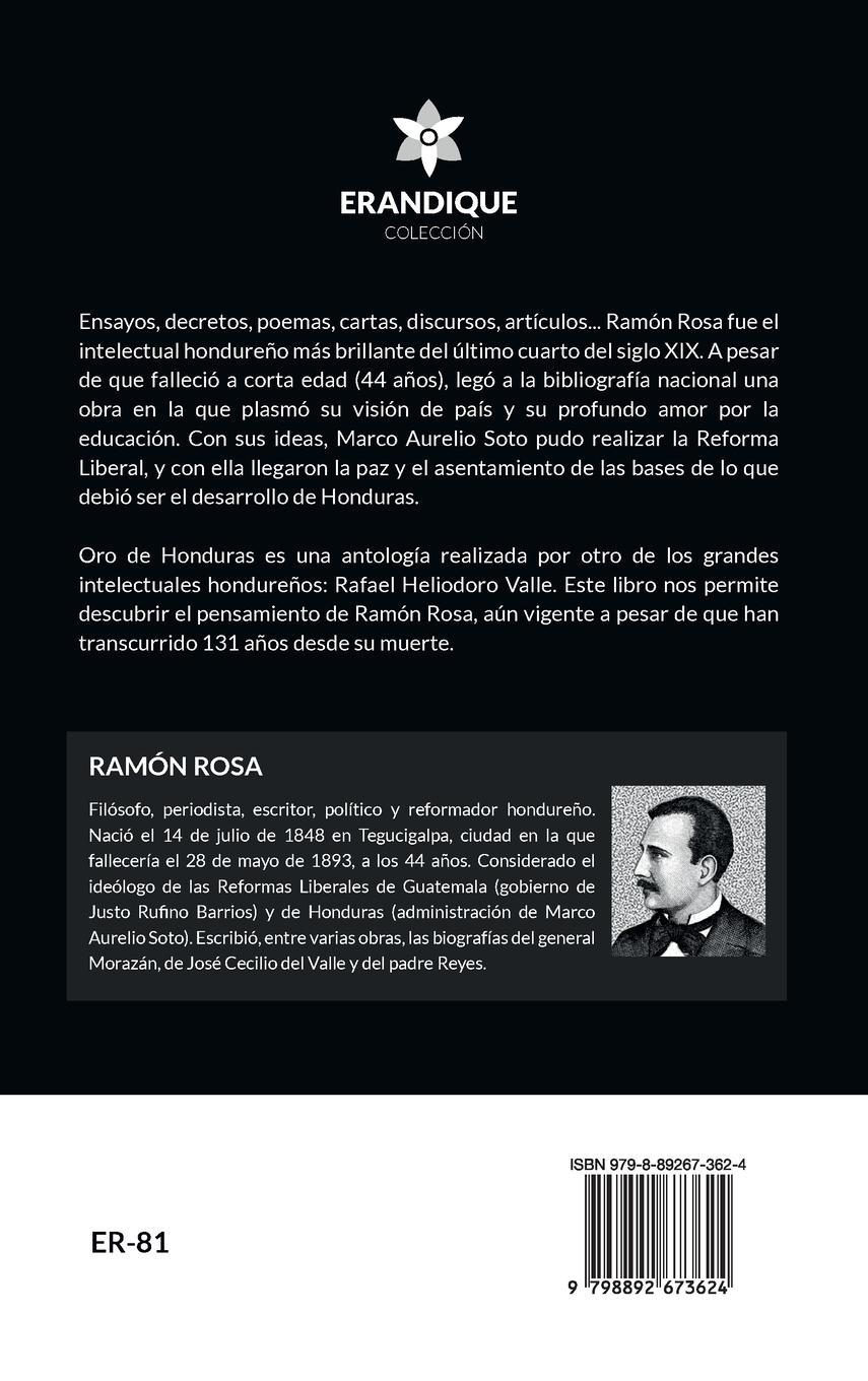 Rückseitencover Oro de Honduras (Antología de Rafael Heliodoro Valle)