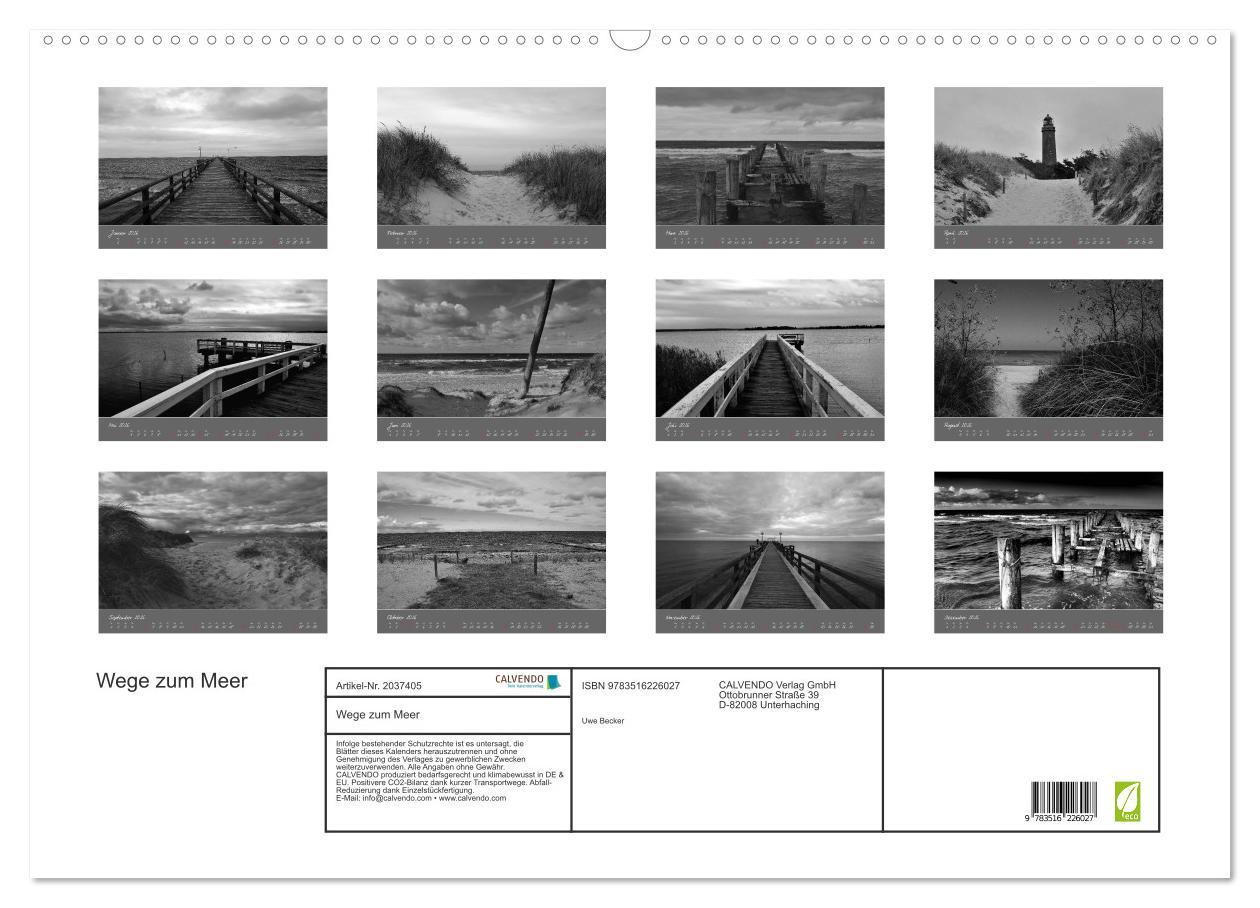 Beispielinhalt (Bild) Wege zum Meer (Wandkalender 2026 DIN A2 quer), CALVENDO Monatskalender