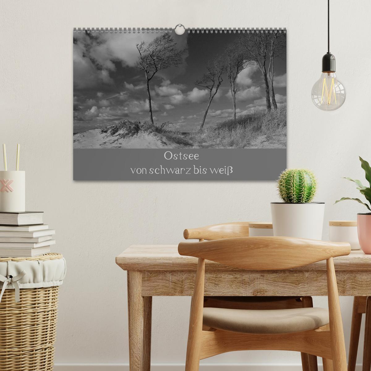 Beispielinhalt (Bild) Ostsee - von schwarz bis weiß (Wandkalender 2026 DIN A3 quer), CALVENDO Monatskalender